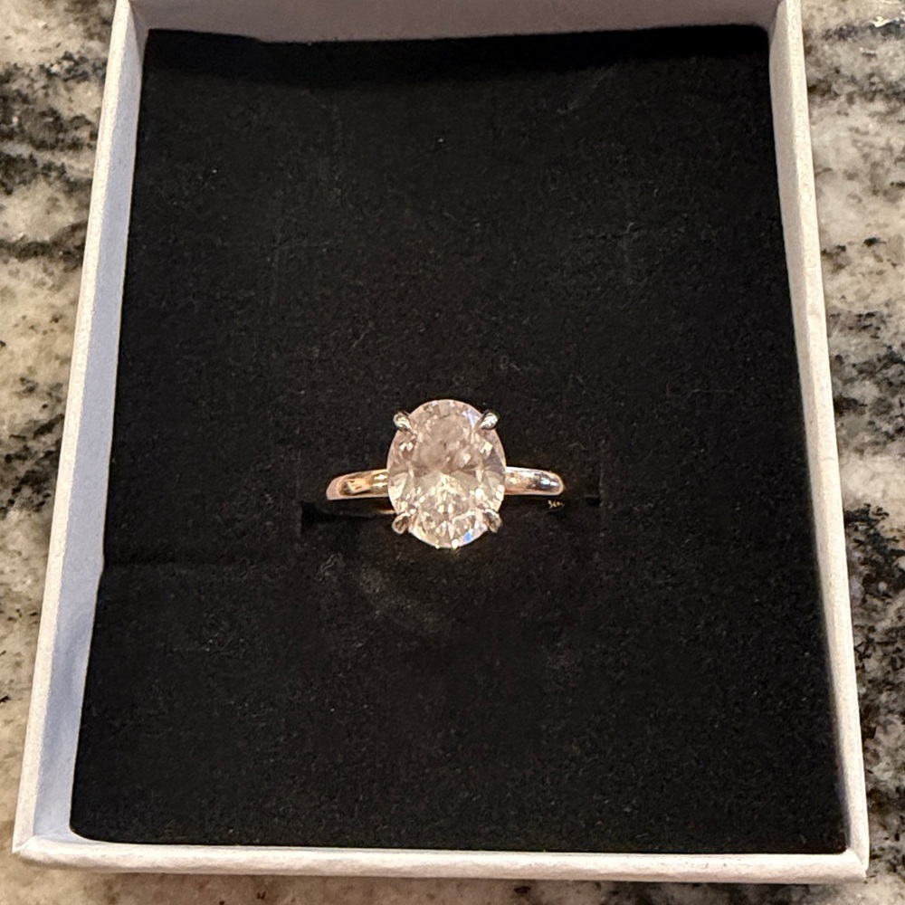 3CT Oval Cut Solitaire Ring 8 - Picture 3 of 13
